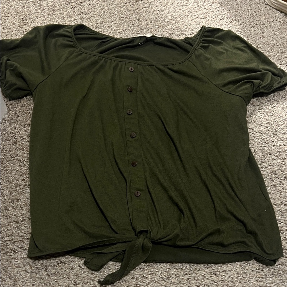 Women's Green Button-Down Top